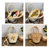 Summer Women Handbags Woven Ladies Tote Bags Casual Flower Portable Basket