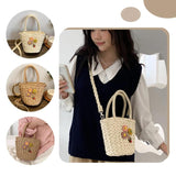Summer Women Handbags Woven Ladies Tote Bags Casual Flower Portable Basket