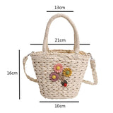 Summer Women Handbags Woven Ladies Tote Bags Casual Flower Portable Basket