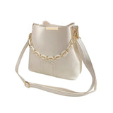 Retro Female Chain Tote Bucket Bag Women Chain Pu Leather Shoulder