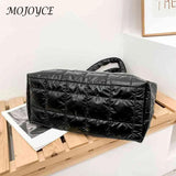 Women Quilted Lattice Shoulder Bag Solid Nylon Large Tote Handbags