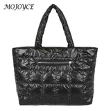 Women Quilted Lattice Shoulder Bag Solid Nylon Large Tote Handbags