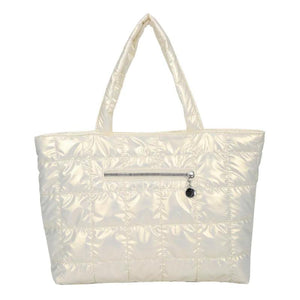 Women Quilted Lattice Shoulder Bag Solid Nylon Large Tote Handbags