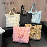 Quilted Ladies Shopper Bag Large Capacity Winter Casual Hand Bags Cotton-Padded
