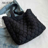 Quilted Shoulder Bag Large Capacity Winter Shopper Bag Cotton-Padded Nylon