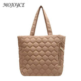 Quilted Shoulder Bag Large Capacity Winter Shopper Bag Cotton-Padded Nylon