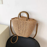 Women's Straw Tote Bag Rattan Crossbody Handbag Beach Shoulder Bag