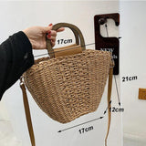 Women's Straw Tote Bag Rattan Crossbody Handbag Beach Shoulder Bag