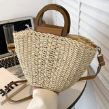Women's Straw Tote Bag Rattan Crossbody Handbag Beach Shoulder Bag