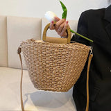 Women's Straw Tote Bag Rattan Crossbody Handbag Beach Shoulder Bag