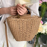 Women's Straw Tote Bag Rattan Crossbody Handbag Beach Shoulder Bag