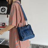 Denim Handbags Shoulder Messenger Bag Shopping Bags Y2K Tote For Girls Students
