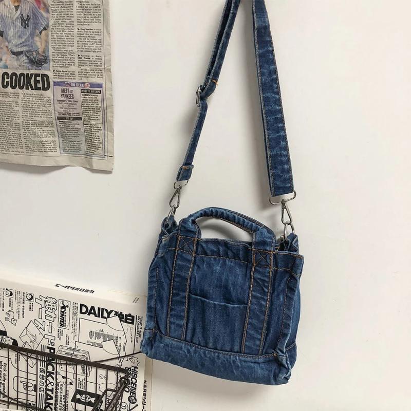 Denim Handbags Shoulder Messenger Bag Shopping Bags Y2K Tote For Girls Students