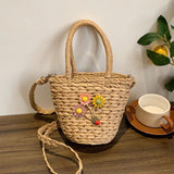 Summer Hand-Woven Handbag Casual Flower Portable Basket Shape