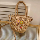 Summer Hand-Woven Handbag Casual Flower Portable Basket Shape