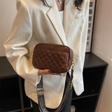 Quilted PU Leather Crossbody Sling Bag Prints Wide Strap Crossbody Bag