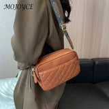 Retro Shoulder Crossbody Bag Prints Wide Strap PU Leather Camera Shoulder Bag