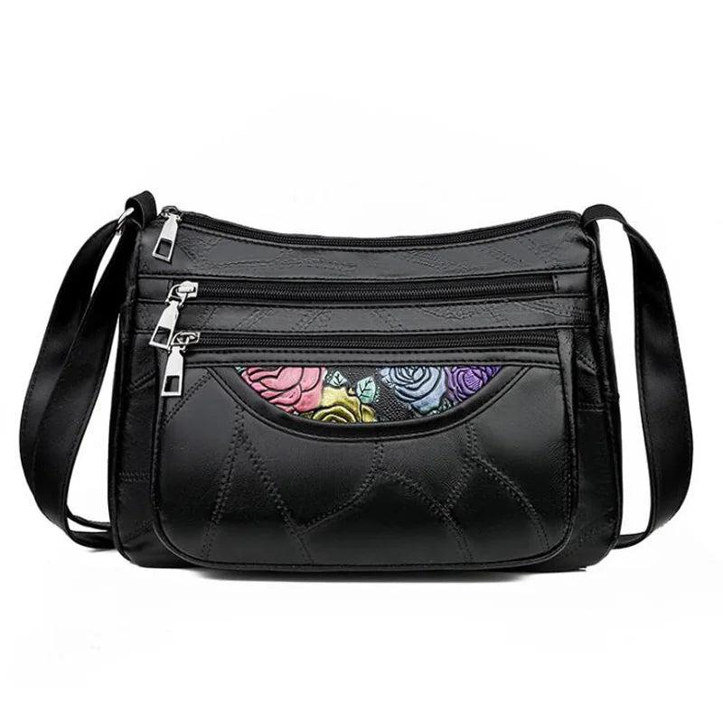 Patchwork PU Shoulder Bag Big Capacity Crossbody Handbag for Women