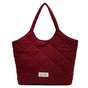 Quilted Rhombic Lattice Underarm Bag Large Capacity Vintage Tote