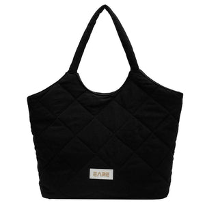 Quilted Rhombic Lattice Underarm Bag Large Capacity Vintage Tote