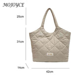 Rhombic Lattice Tote Quilted Handbag Large Capacity Soft Casual Vintage