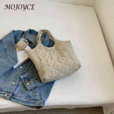 Rhombic Lattice Tote Quilted Handbag Large Capacity Soft Casual Vintage