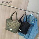 Rhombic Lattice Tote Quilted Handbag Large Capacity Soft Casual Vintage