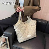 Rhombic Lattice Tote Quilted Handbag Large Capacity Soft Casual Vintage