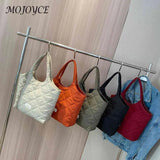 Rhombic Lattice Tote Quilted Handbag Large Capacity Soft Casual Vintage