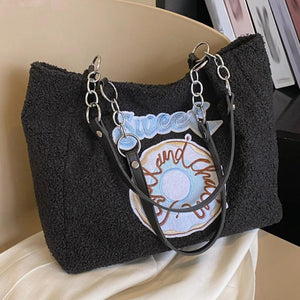 Plush Shoulder Bag Large Capacity Ladies Handbags