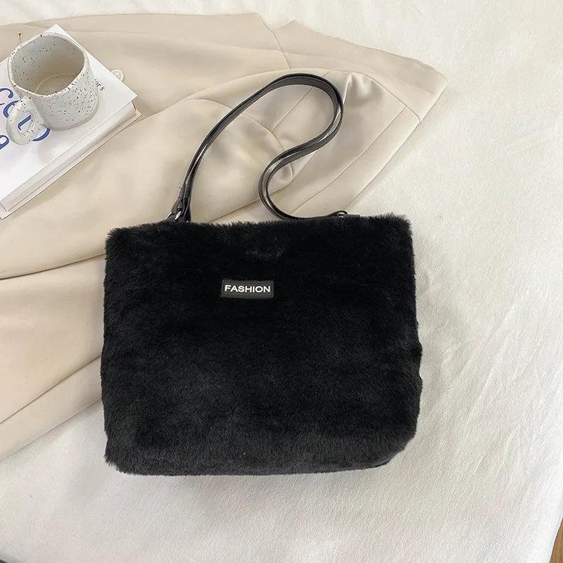 Winter Plush Shoulder Bag Ladies Handbags Large Capacity Top Handle Bag