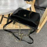 Patent Leather Shoulder Bag for Women, Crossbody Chain Purse