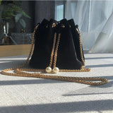 Vintage Sweet Wine Red Velvet Crossbody Bucket Bag
