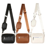 Women Messenger Handbag Leather Crossbody Bag with Small Purse