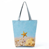 Starfish Print Large Shoulder Bag Women's Tote Handbag