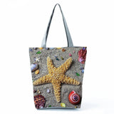 Starfish Print Large Shoulder Bag Women's Tote Handbag
