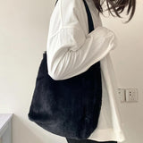Plush Shoulder Bag Large Capacity Soft Grocery Totes Reusable Shopper