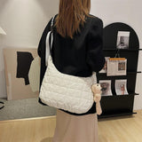 Plaid Shoulder Bags Women Space-Cotton Messenger Handbags Zipper Winter Casual