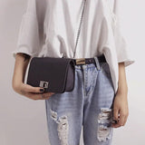 Women Messenger Bag Square Bag Cloth Pattern Turn Lock Mini Bag