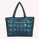 Women Quilted Lattice Shoulder Bag Vintage Solid Nylon Large Tote Handbags