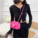 Women's Square Stripe Crossbody Bag, Pu Leather Shoulder Bag