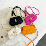 Women's Square Stripe Crossbody Bag, Pu Leather Shoulder Bag