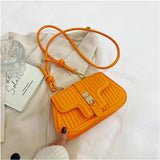 Women's Square Stripe Crossbody Bag, Pu Leather Shoulder Bag