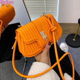 Women's Square Stripe Crossbody Bag, Pu Leather Shoulder Bag