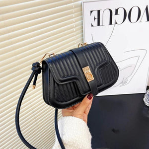 Women's Square Stripe Crossbody Bag, Pu Leather Shoulder Bag