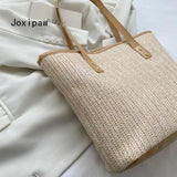 Summer Vintage Large Capacity Beach Straw Shoulder Bag for Women