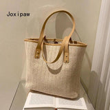 Summer Vintage Large Capacity Beach Straw Shoulder Bag for Women