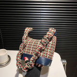 Retro Solid Braided Bucket Bag Casual Hobos Purses Handbags