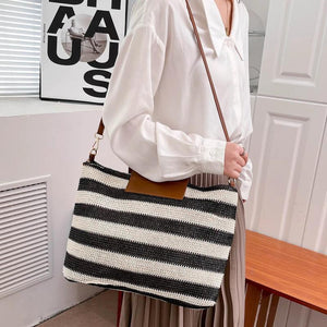 Large Capacity Knit Messenger Bag Soft Casual Vacation Travel Totes