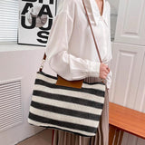 Large Capacity Knit Messenger Bag Soft Casual Vacation Travel Totes